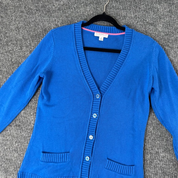 Isaac Mizrahi Cardigan Women XS Blue Knit Sweater Preppy Ivy League Grandmacore - Picture 1 of 9